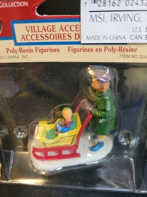 Trineo Lemax Christmas Village Town Carriage 02432 madre empujando trineo de bebé Foto 1 de 4