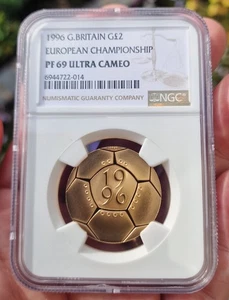 22ct Gold £2 European Championship 1996 Football Coin. NGC PF 69 Ultra Cameo - Picture 1 of 8