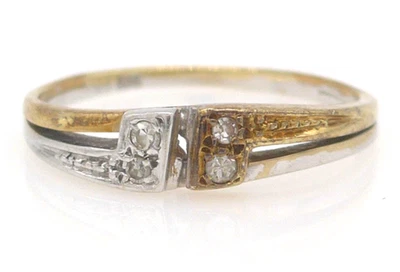 Größe 53 Ring 585 GOLD 14 Karat Bicolor Diamant diamond bague anello G3708/25 - Bild 1 von 4