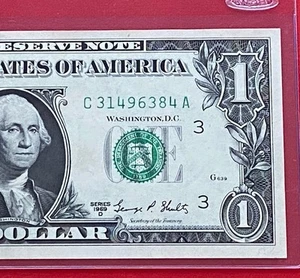 1969D $1 DOLLAR BILL ( PHILADELPHIA C ) BLOCK C-A UNCIRCULATED - Picture 1 of 3