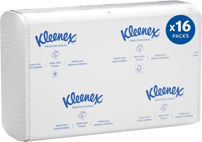 Papel Multiplegable Universal Profesional Kleenex 150 Unidades (Pack de 16), Blanco Foto 1 de 4