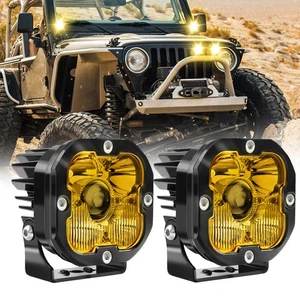 BraveWAY Laser 3" LED Pods Work Lights Combo Fog Amber For Toyota Tacoma Chevy - Picture 1 of 10