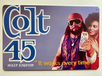 Randy Macho Man Savage Colt 45 Malt Liquor Metal Sign - Beer WWF Wrestling WWE - Image 1 of 4