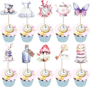 40 PIEZAS Alicia en el País de las Maravillas Cupcakes Toppers Tea Party Cupcake Decoraciones Butterf - Imagen 1 de 12