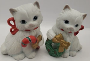 Homco Juego de 2 Estatuillas Gatito Gato Blanco Corona de Navidad y Bastón de Caramelo De Colección - Imagen 1 de 21