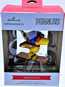 Hallmark Peanuts Woodstock Christmas Tree Ornament on Ski w/Hat & Goggles - Picture 1 of 3