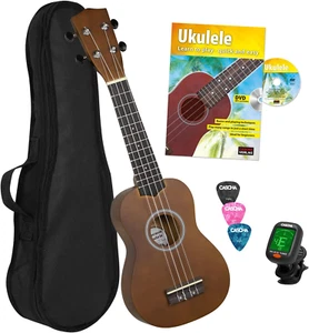 , 4-String Soprano Bundle Ukulele Starter Set with Bag, 3 Picks, Ukuele Method, - Picture 1 of 12