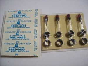 Frühe Vintage HEWLETT PACKARD 5082-4403 T1-3/4 LEDS, 4 Stück kartoniert mit Halterungen - Bild 1 von 8