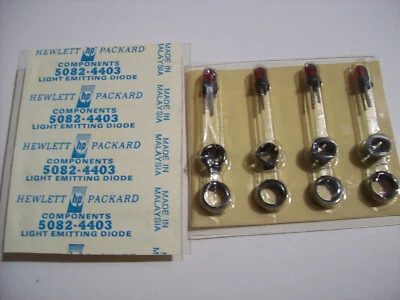 LEDs antigos HEWLETT PACKARD 5082-4403 T1-3/4, 4 peças cardadas com montagens - Imagem 1 de 4