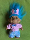 Vintage Easter Bunny Rabbit Troll 5 Figure Teal Hair Green Eyes By Tnt 1991