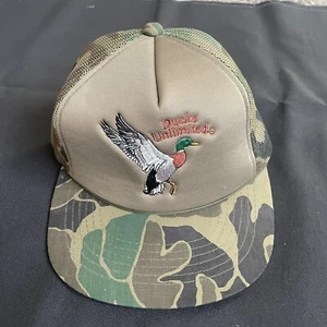 Ducks Unlimited Camo Foam Trucker Snapback Cap Hat Vintage 90s Y2K - Picture 1 of 19