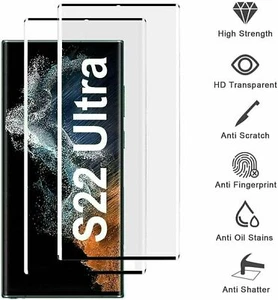 For Samsung Galaxy S22/S22 Plus/S22 Ultra Curved Tempered Glass Screen Protector - Picture 1 of 11