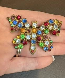 ART DECO FRUIT SALAD VINTAGE POT METAL BUTTERFLY BUG BROOCH PIN READ - Picture 1 of 7