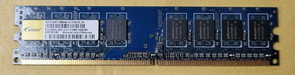 Elixir 512MB DDR2 Sdram, DDR2-667, PC2-5300, M2Y51264TU88B4B-3C - Image 1 of 1