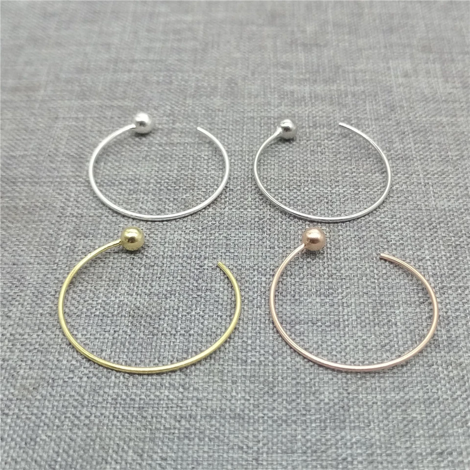 5prs de Plata de Ley 925 Círculo Cables de Oreja Sin Fin Bola Extremo Pendiente Joyería Foto 1 de 3