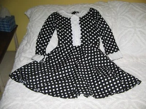 Girls Party Dress Old Fashions Style Size 7 ? Black & White Polka Dot Mikko Kids - Picture 1 of 9