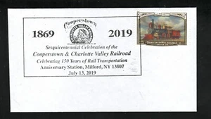 Cooperstown & Charlotte Valley RR--2019 cubierta ilustrada con cancelación manual--Milford, NY - Imagen 1 de 1