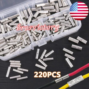 220PCS Butt Splice Uninsulated Crimp Connectors Non Insulated Butt Terminals - Picture 1 of 14