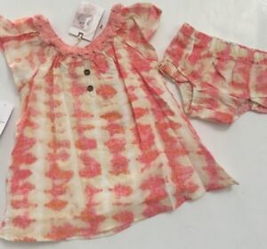 Jessica Simpson Baby Girls Tie Dye Dres Set Size 12 18 24 Months Peach Coral 