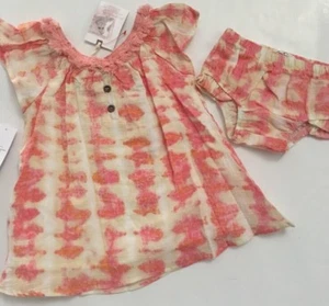 Jessica Simpson Baby Girls Tie Dye Dres Set Size 12 18 24 Months Peach Coral  - Picture 1 of 4