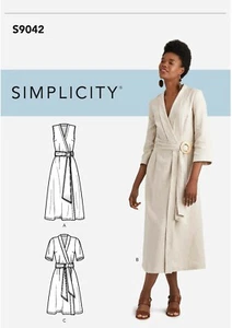 SIMPLICITY SEWING PATTERN 9042 MISSES 16-24 WRAP DRESS - LENGTH & SLEEVE OPTIONS - Picture 1 of 6