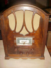Antique Sears Push Button Silvertone Tombstone Tube Radio "Working Great"
