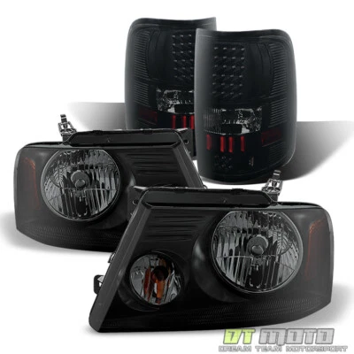 2004-2008 Ford F-150 [Black Smoke] Headlights+LED Tail Lights Brake Lamps L+R - Image 1 of 4