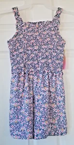 SUNSET SKY Girls Blue Floral Short Romper Smocked Top Sleeveless Size 12 NWT - Picture 1 of 10