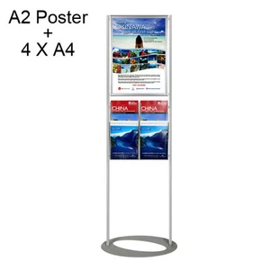 A2 Sign+4XA4 Brochure Holder Stand / Lobby Sign & Brochure Stand / Free Standing - Picture 1 of 5