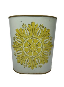 Vintage Cheinco Mülldose Starburst Sonnenzifferblatt Blumenmuster gelb Hippie Boho 11,5" - Bild 1 von 12