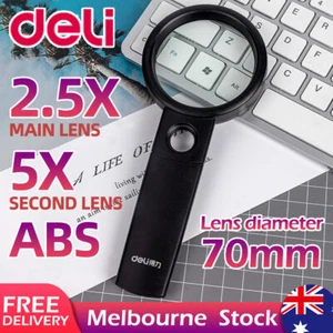 Magnifier Glass Reading 2.5X 5X Dual Lens Handheld Zoomer φ75mm Magnifying - Picture 1 of 6