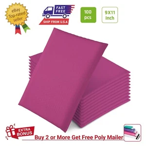 #2 100 Stück 9x11 Zoll Poly Luftpolster Versandtaschen Gepolsterte Umschläge Versandtaschen, Rosa - Bild 1 von 9