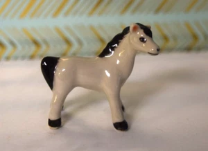 Vtg. Miniature White & Black Horse  Standing Bone China  1 3/4" Tall - Picture 1 of 3