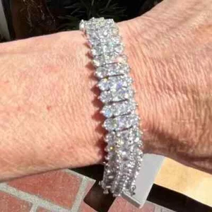 Deal 20 Ct Lab Created Emerald Cut Diamond 14K White Gold Plated Tennis Bracelet - Picture 1 of 4