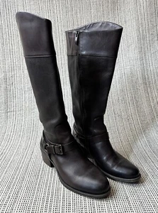 Vince Camuto Brunah Womens Size 9.5M Dark Brown Leather Tall Riding Boots Zip Up - Picture 1 of 23
