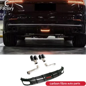 Spoiler labbro diffusore paraurti vera fibra di carbonio con scarico per Audi Q8 SQ8 2019-22 - Foto 1 di 12