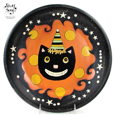 Demdaco SOPA RANA - RETRO GATO NEGRO 11.5" Madera Halloween Cuenco Naranja Karen Bueno Foto 1 de 4