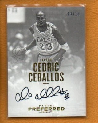 Cedric Ceballos 2016-17 Panini Preferred BK Autographs Gold Auto /10 - Image 1 of 2