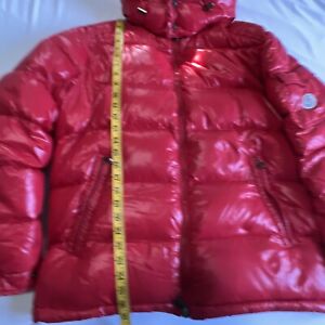 Moncler Mens Maya Lacquered Down Jacket Coat SZ 4 Red, Pre-owned, Read!!