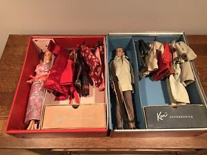 VINTAGE 1963©️ MATTEL INC. Barbie & Ken PONYTAIL Case + Dolls, Clothes, Contents