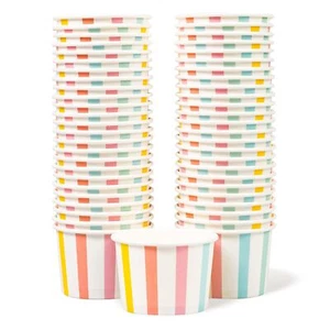 50 Pack 4-Oz Disposable Paper Ice Cream Cups Dessert Bowls for Hot Cold Food - Picture 1 of 7