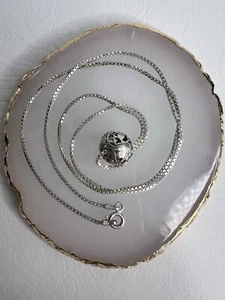 Vintage Floral Butterfly Ball Pendant 925 Sterling Silver Necklace 22” - Picture 1 of 4