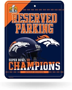 Denver Broncos Super Bowl 50 Champions Insegna parcheggio in rilievo METALLO tifoso calcio! - Foto 1 di 2