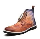 Mens Brogue Work Ankle Boots Shoes Polish Wing Tip Carved Chukka Work plus size 