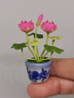 1 Pc Miniature Lotus Flower In Ceramic Pot Handmade Dollhouse