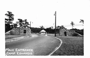 RPPC Camp Edwards Military Main Entrance Cape Cod MA Massachusetts Postcard 1951 - Picture 1 of 4