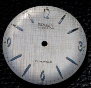 De colección Gruen 552 RSS esfera de reloj plata marcadores acabado lino 29 mm Nuevo de lote antiguo años 1950/60 - Imagen 1 de 1
