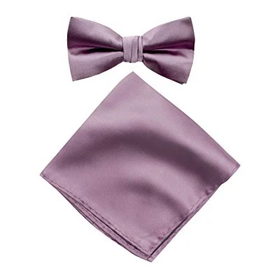  Men's Solid Color Satin Microfiber Bow Tie and Regular Dusty Wisteria Foto 1 de 3