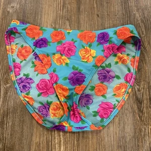 Victoria Secret Floral Swim Suit BIKINI BOTTOM ONLY Vintage SIZE LARGE Y2K Neon - Picture 1 of 16