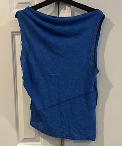 NWT We The Free Blue Asymmetrical Linen Blend Tank Top Blue Women’s XL - Picture 1 of 5